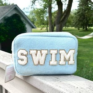 🦋Gloss & Glo Terry Cloth Swim 🏊 blue pouch